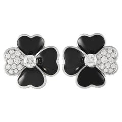 Van Cleef & Arpels Cosmos 18K White Gold 1.18ct Diamond and Onyx Medium Model
