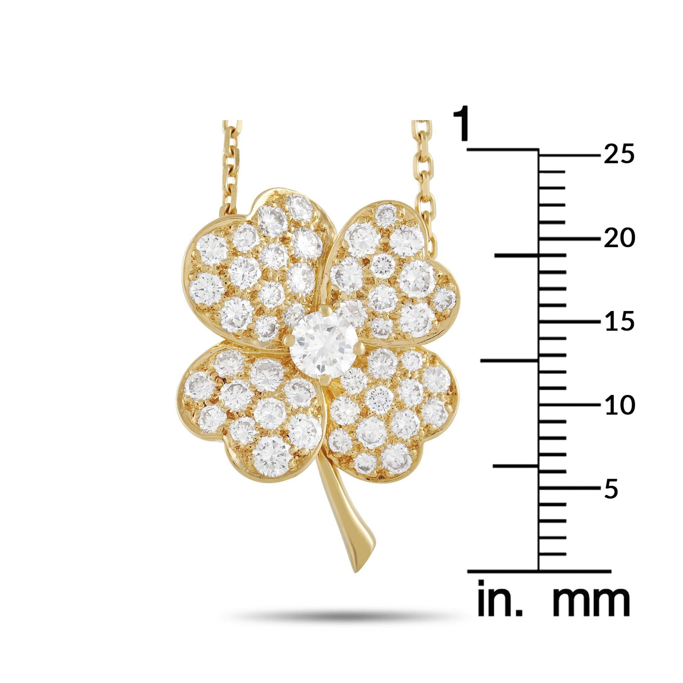 Women's Van Cleef & Arpels Cosmos 18K Yellow Gold 1.84 Ct Diamond Flower Brooch/Pendant