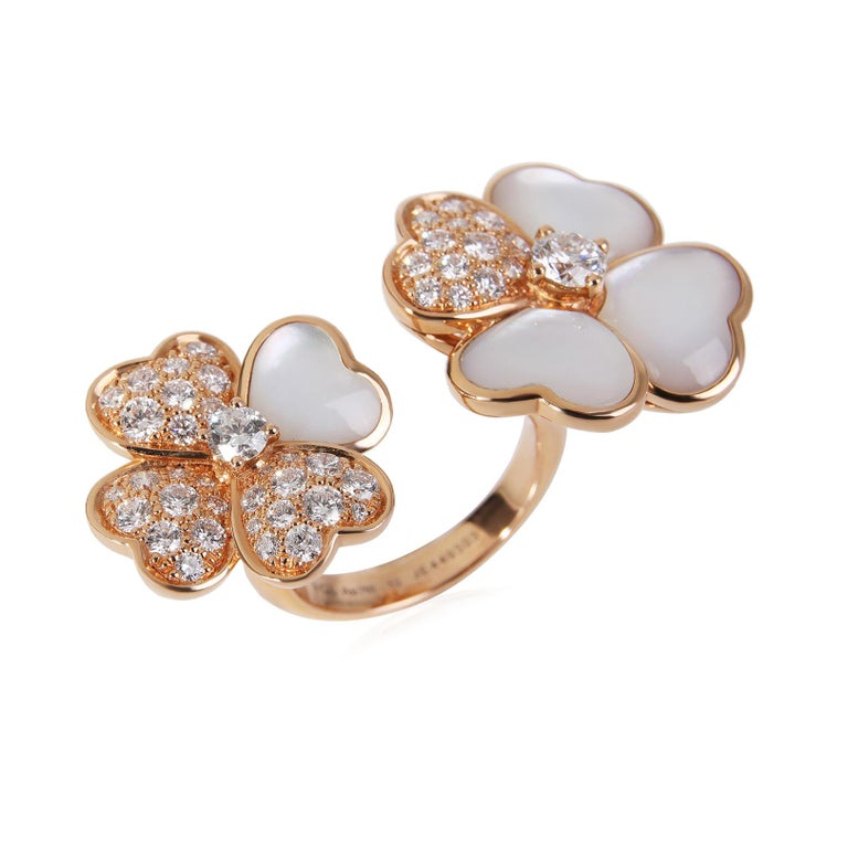 Van Cleef and Arpels Cosmos Between the Finger Diamond Ring in 18k Rose  Gold For Sale at 1stDibs