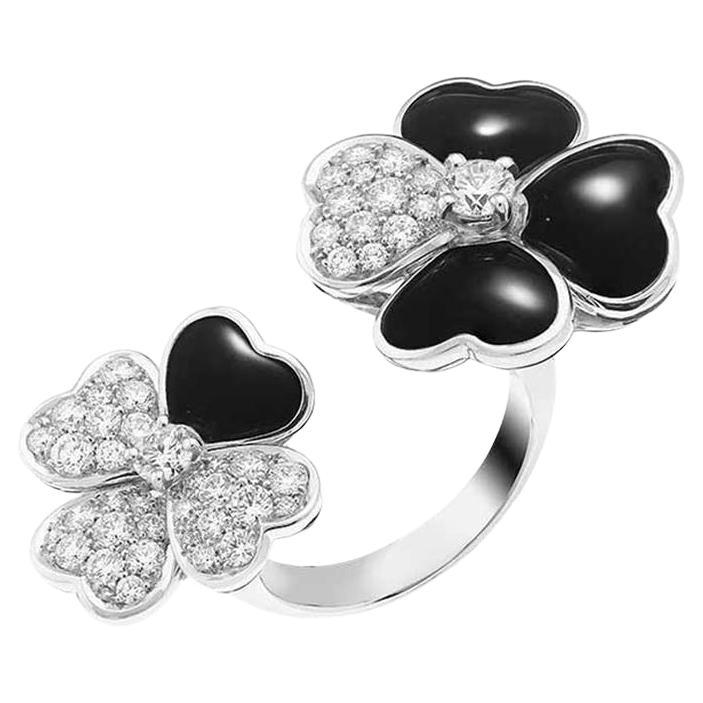Van Cleef & Arpels Cosmos Between the Finger ring Diamond and Onyx For Sale