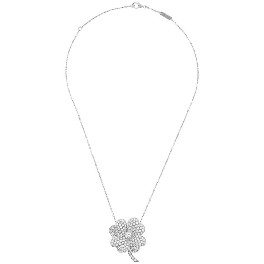 Van Cleef & Arpels Cosmos Clip Pendant/Brooches, Large Model White Gold, Diamond For Sale