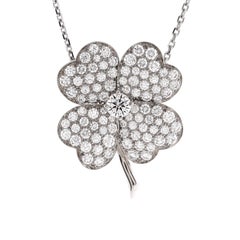 Van Cleef & Arpels Cosmos Clip Pendant Necklace 18K White Gold with Pave Diamond