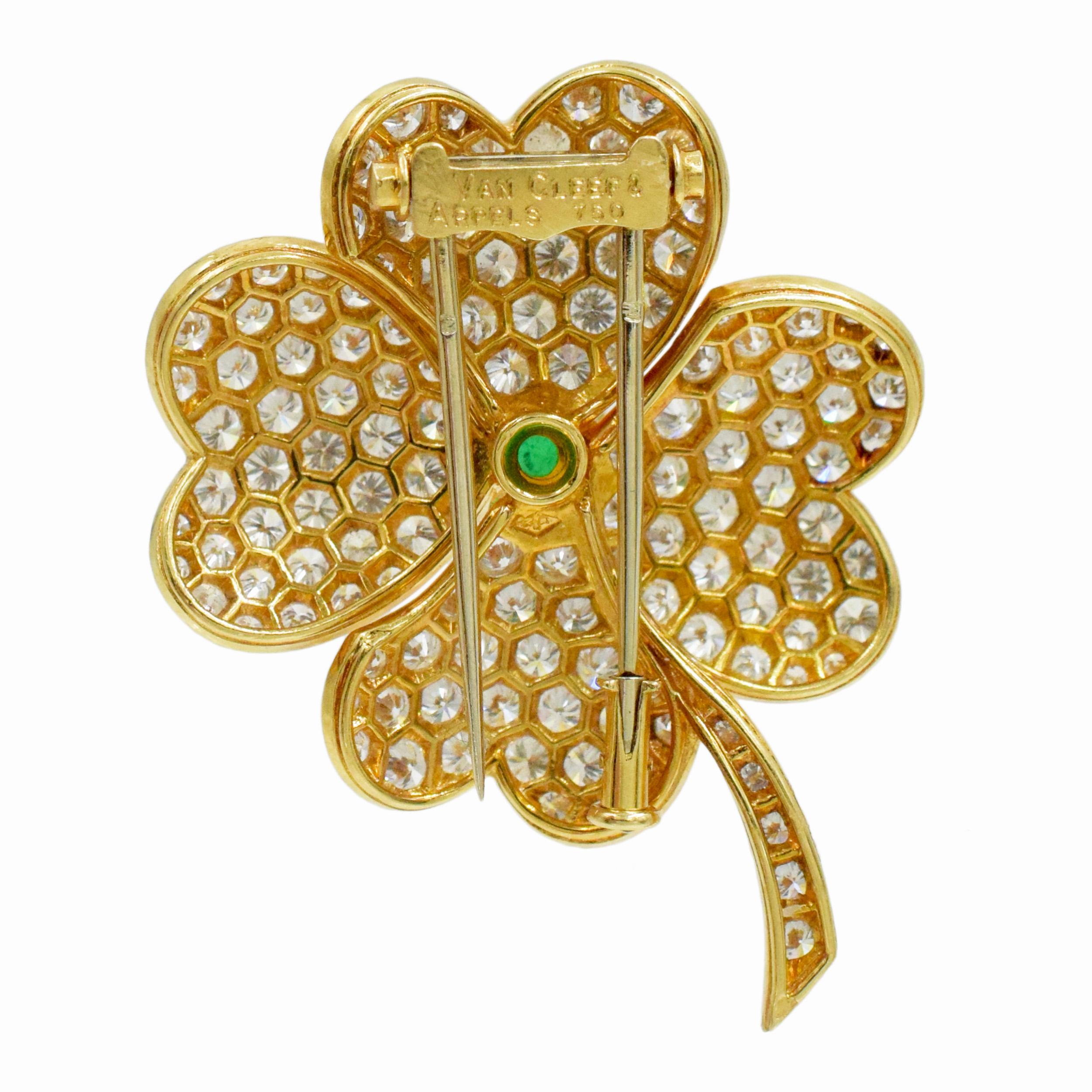 Van Cleef & Arpels 'Cosmos' Diamond and Emerald Earrings and Brooch For Sale 5