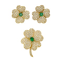 Van Cleef & Arpels 'Cosmos' Diamond and Emerald Earrings and Brooch