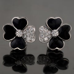 VAN CLEEF & ARPELS Cosmos Diamond Black Onyx White Gold Earrings