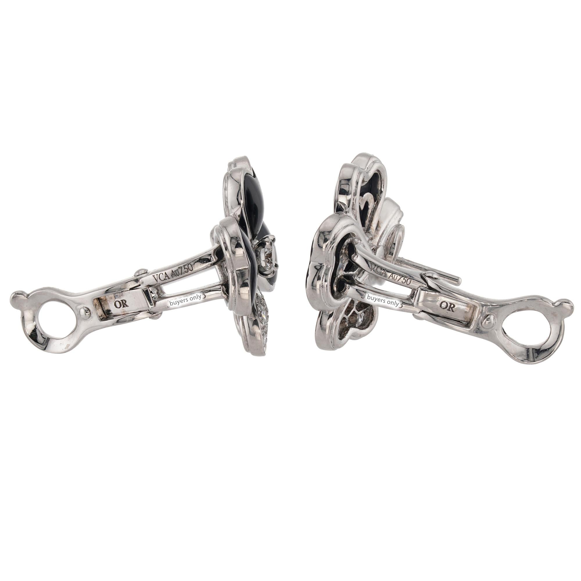 Donna VAN CLEEF & ARPELS Orecchini Cosmos con diamante e onice nero in oro bianco in vendita