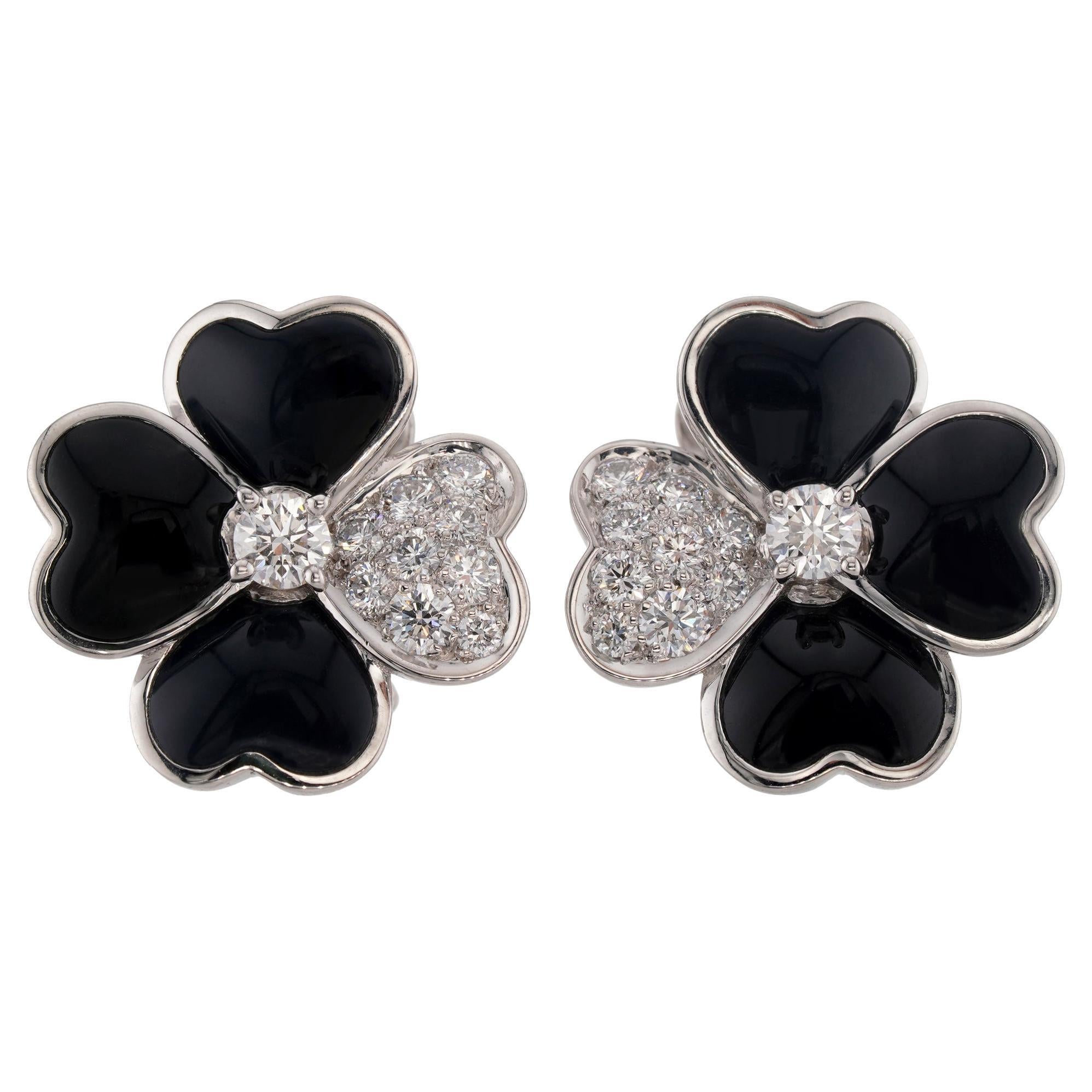 VAN CLEEF 
ARPELS Cosmos Diamond Black Onyx White Gold Earrings
