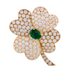 Van Cleef & Arpels Cosmos Diamant & Broche et boucle d'oreille fleur en or émeraude
