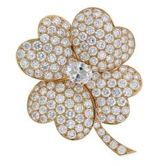 Van Cleef & Arpels Cosmos Diamond Estate Clover Pin/Pendant 18k Gold Necklace