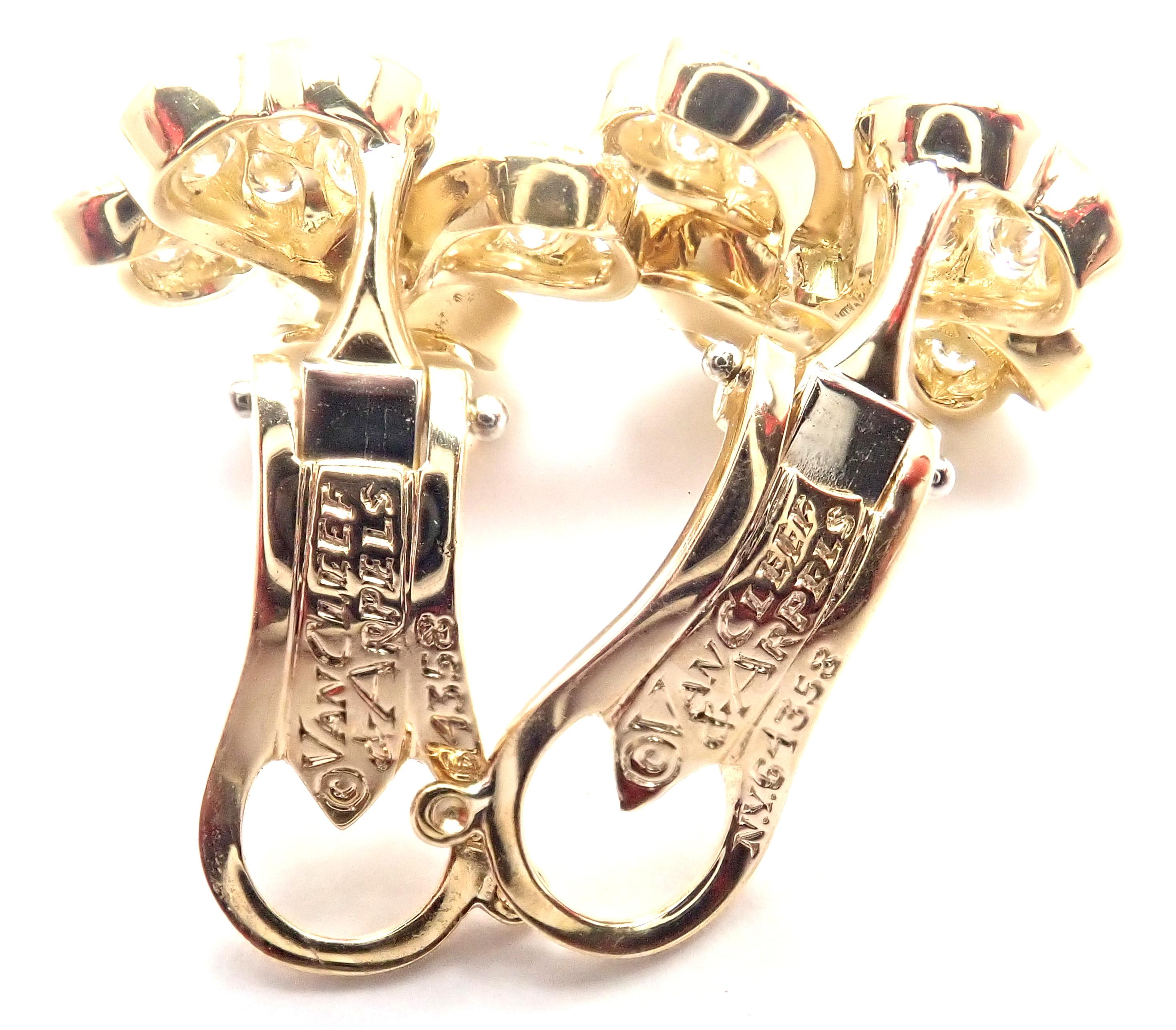 Van Cleef & Arpels Cosmos Diamant Blume Gelbgold Ohrringe 1