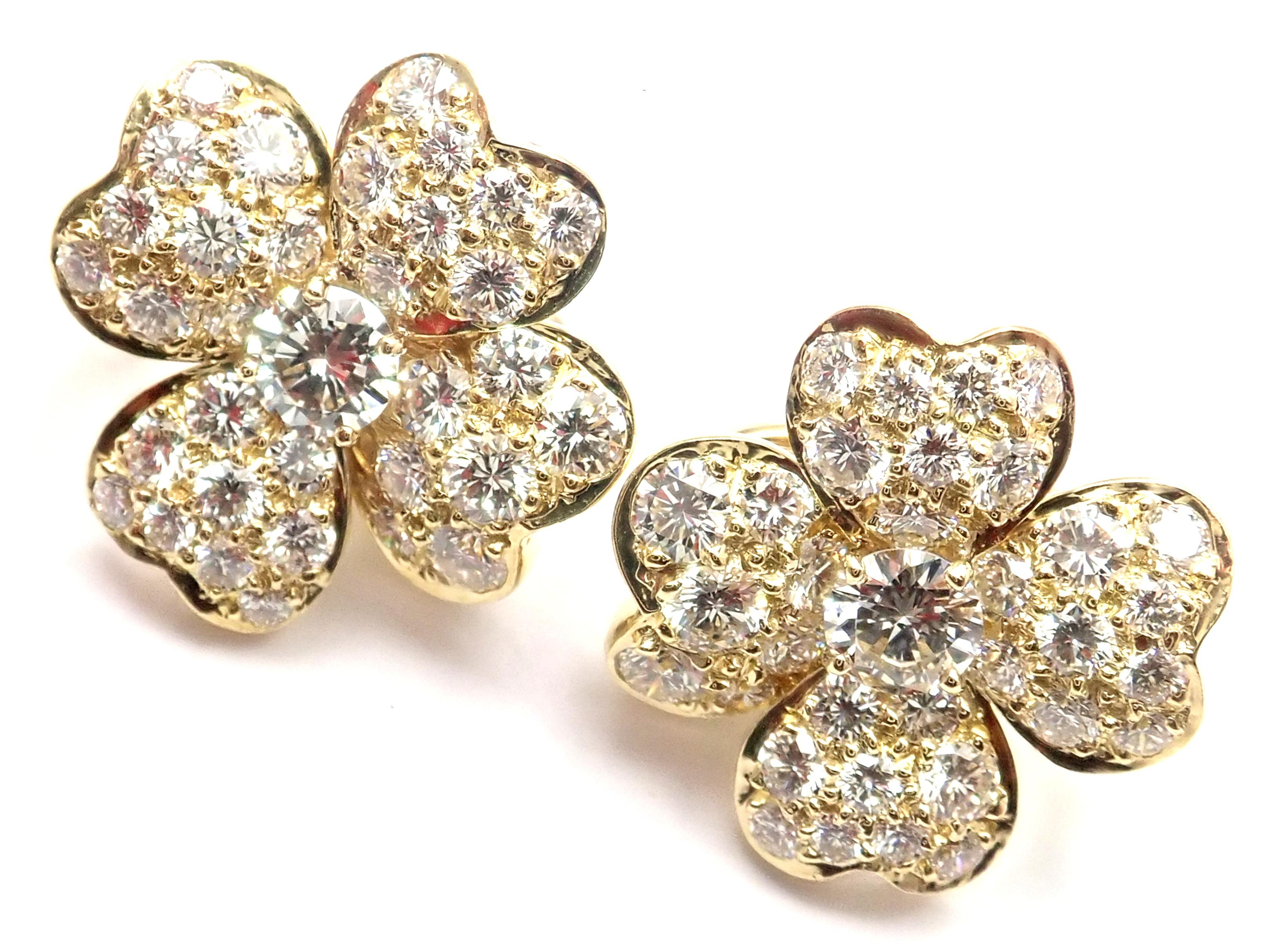 Van Cleef & Arpels Cosmos Diamond Flower Yellow Gold Earrings 1