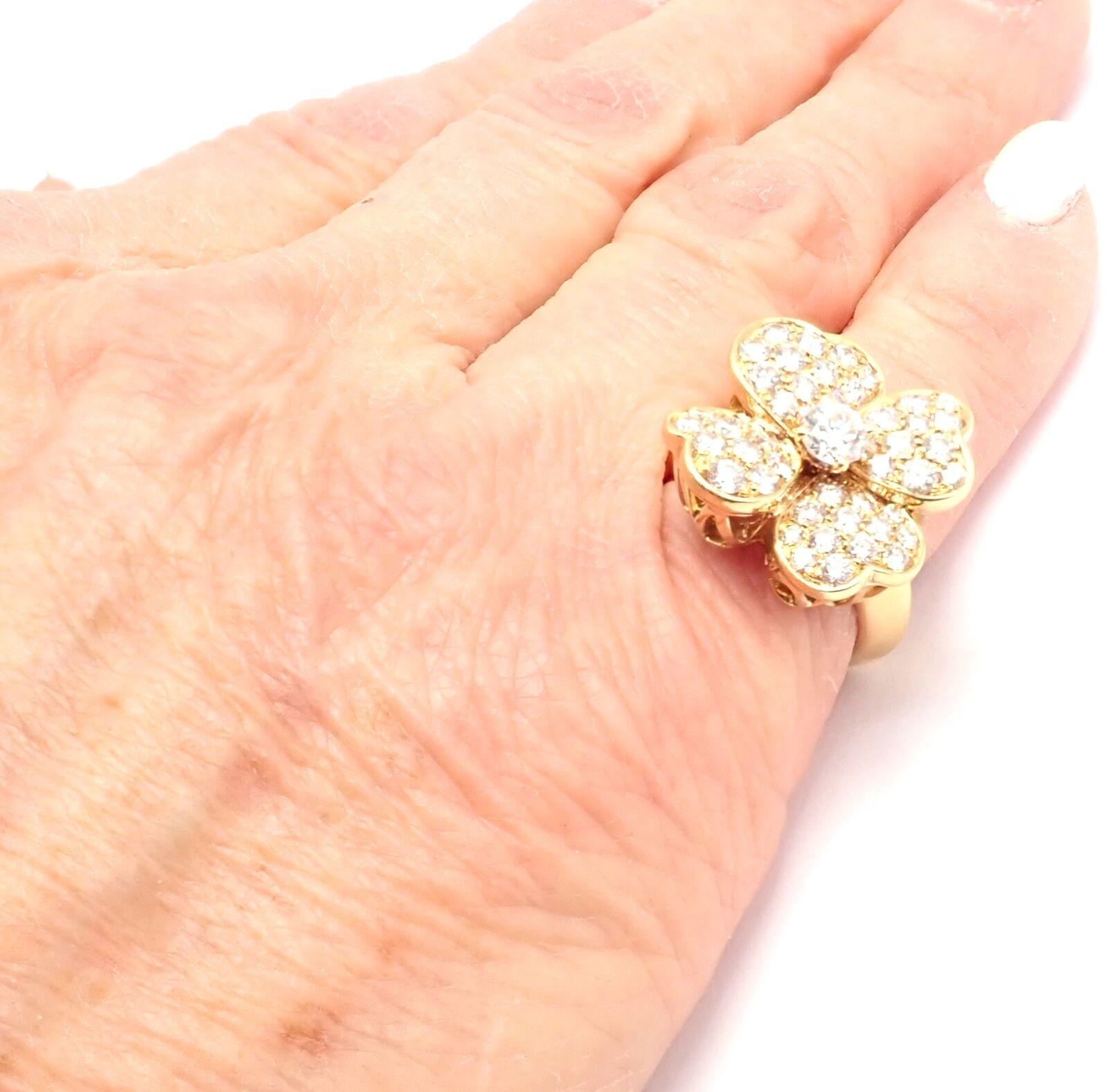 Van Cleef & Arpels Cosmos Diamond Medium Model Yellow Gold Ring For Sale 5