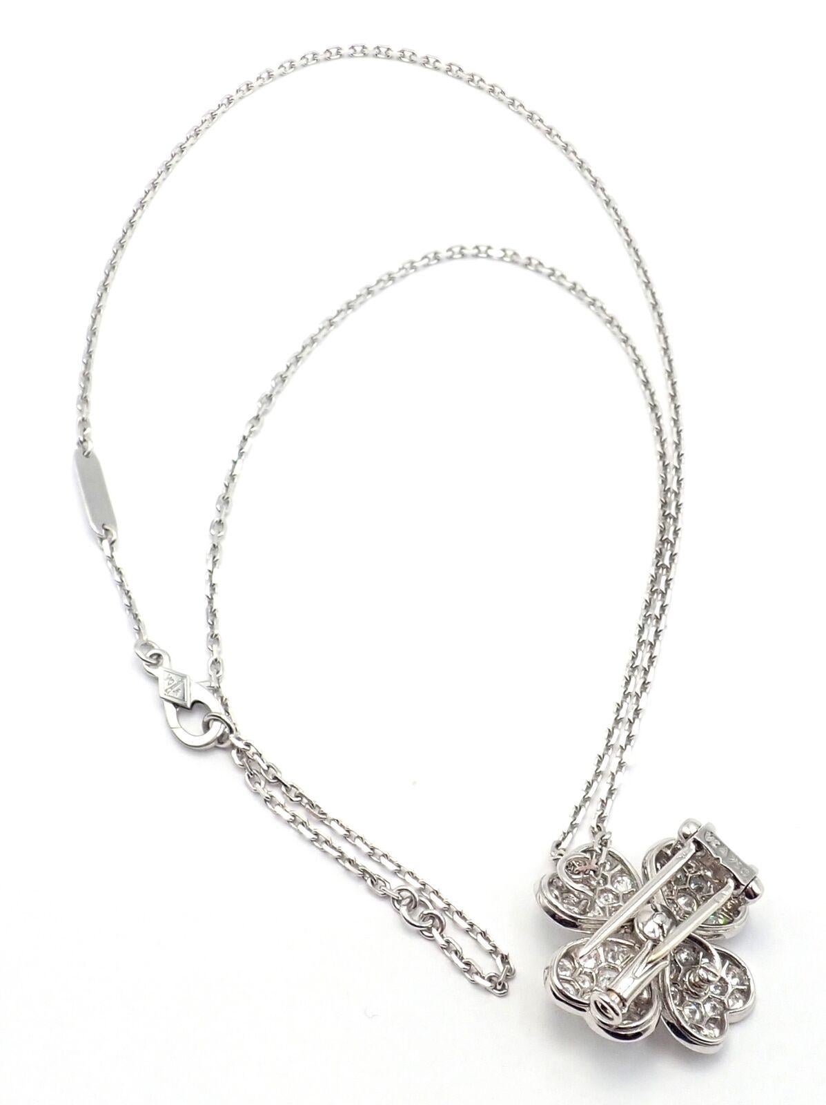 Women's or Men's Van Cleef & Arpels Cosmos Diamond Medium White Gold Brooch Pendant Necklace For Sale
