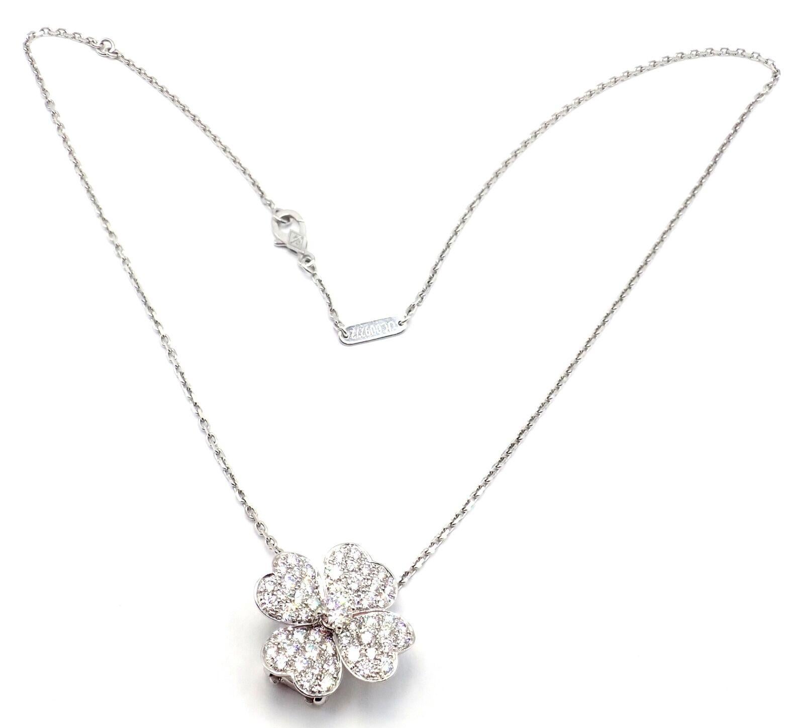 Van Cleef & Arpels Cosmos Diamond Medium White Gold Brooch Pendant Necklace For Sale 4