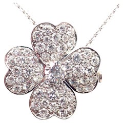 Van Cleef & Arpels Cosmos Diamond Medium White Gold Brooch Pendant Necklace