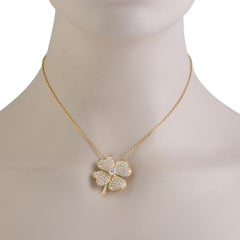 Van Cleef & Arpels Cosmos Diamond Pave Flower Gold Brooch or Pendant Necklace