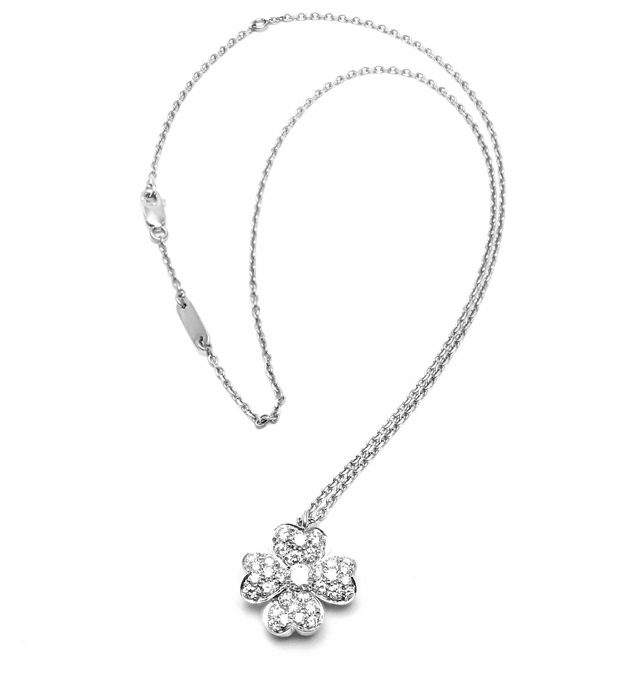 Round Cut Van Cleef & Arpels Cosmos Diamond Platinum Pendant Necklace