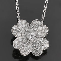 VAN CLEEF & ARPELS Cosmos Diamond White Gold Pendant Clip Necklace