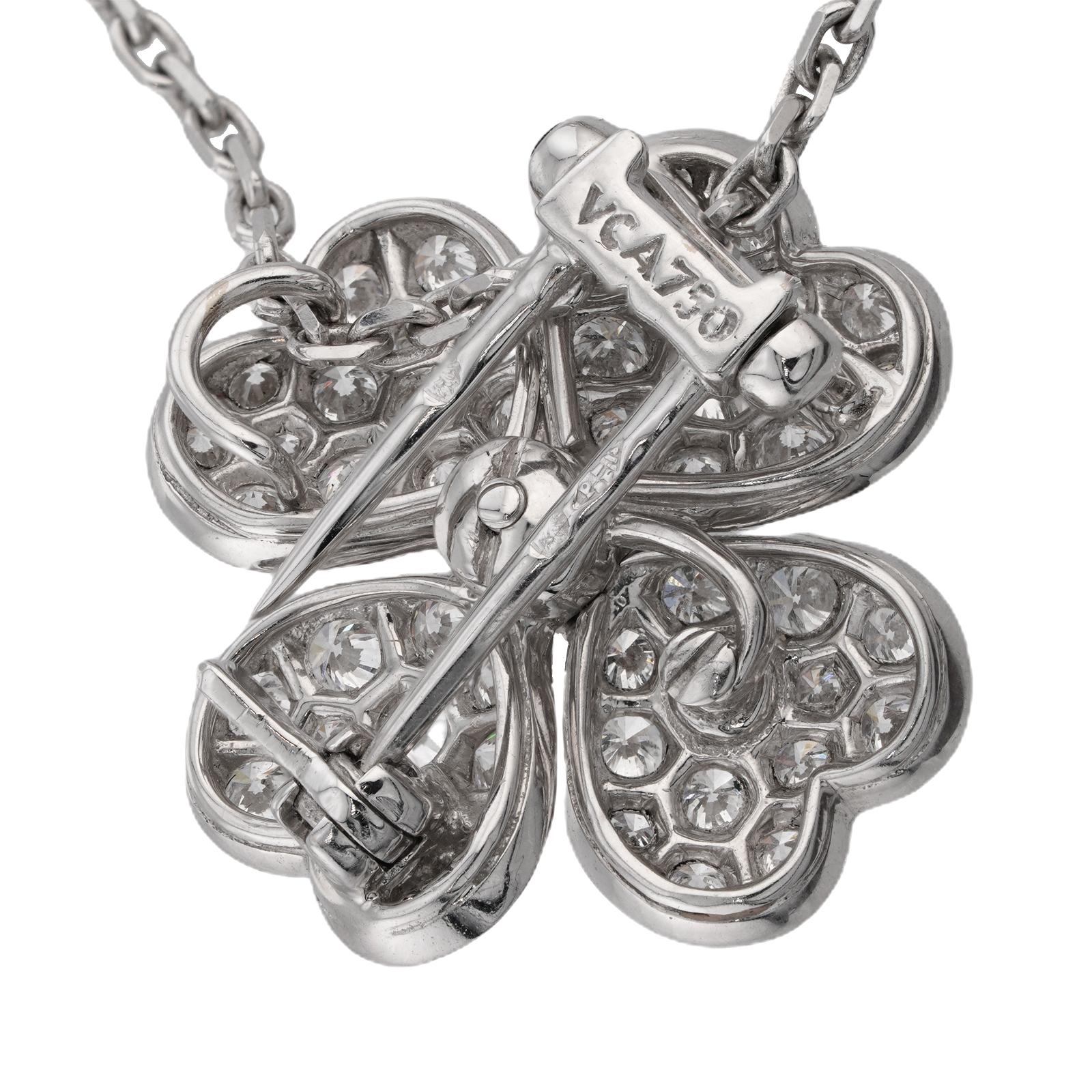 VAN CLEEF & ARPELS Collana a clip con ciondolo in oro bianco Cosmos Diamond in vendita 2