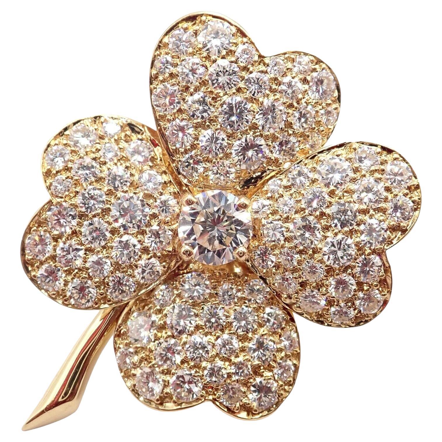 Van Cleef & Arpels Cosmos Gelbgold-Brosche mit Diamant-Anhänger