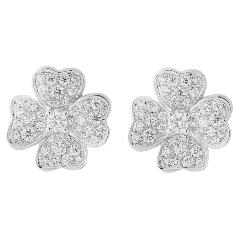Van Cleef & Arpels Cosmos Earrings in 18k White Gold & Diamonds, Small Model For Sale
