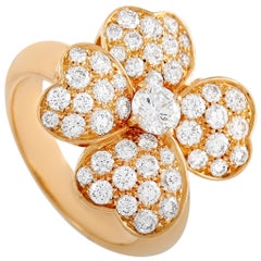 Van Cleef & Arpels Cosmos Medium 18 Karat Gold 1.57 Carat Diamond Flower Ring