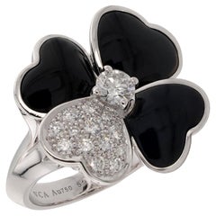 VAN CLEEF & ARPELS Cosmos Onyx Diamond Medium Model Ring 51