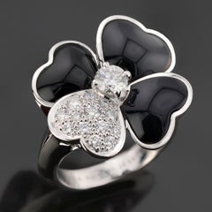 VAN CLEEF & ARPELS Cosmos Onyx Diamond Medium Model Ring. Sz 51