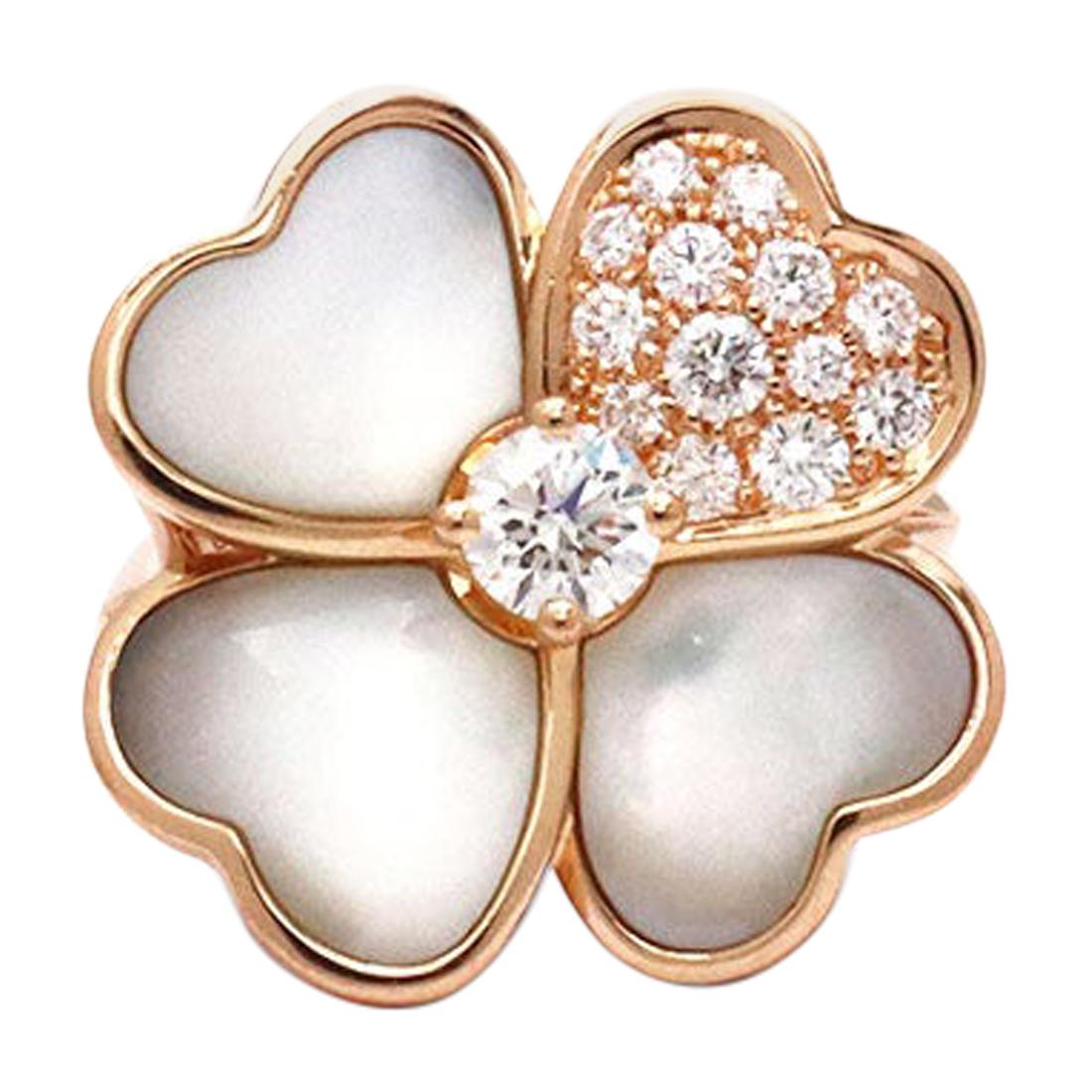 Van Cleef & Arpels 'Cosmos' Rose Gold, Mother of Pearl, Diamond Ring