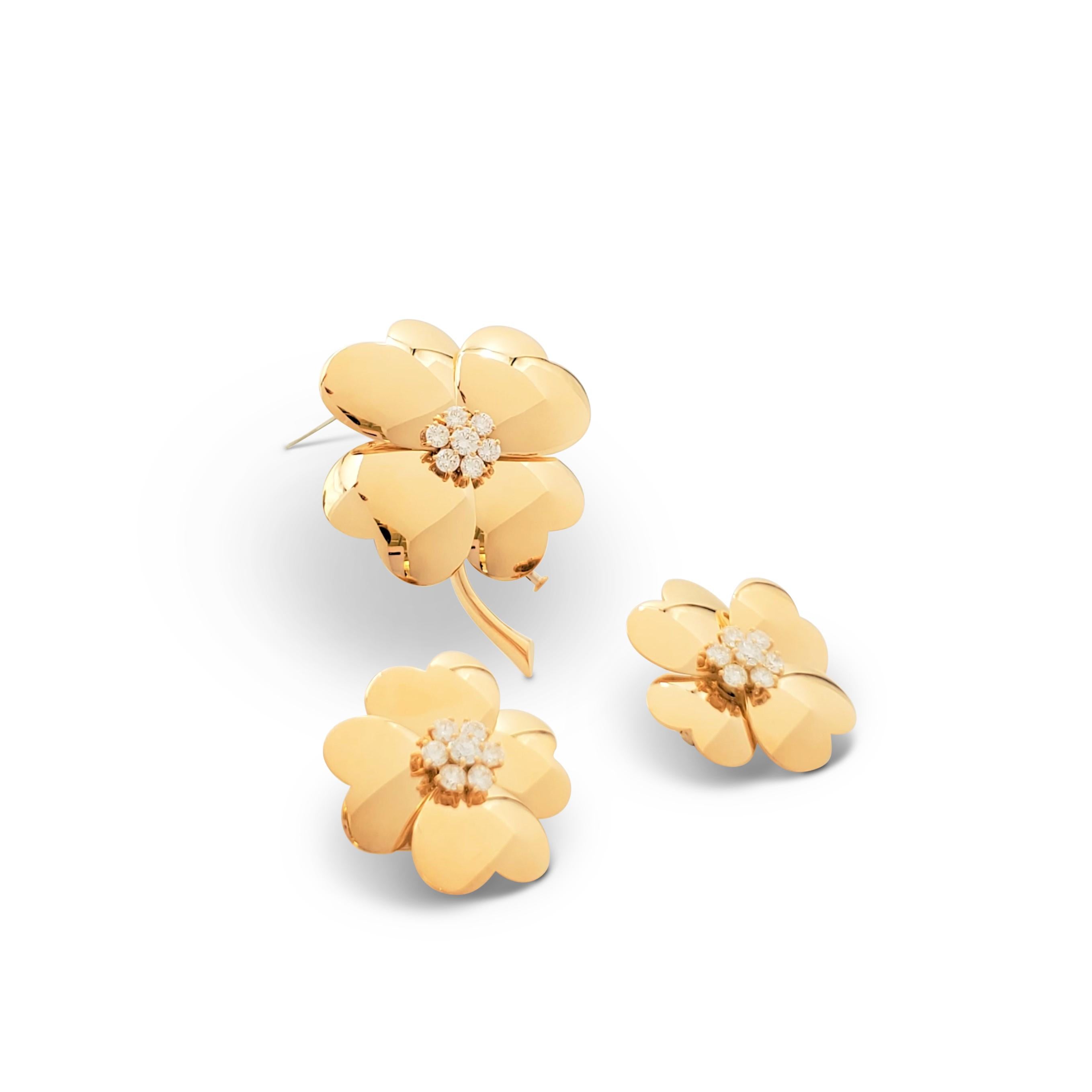 Van Cleef & Arpels 'Cosmos' Yellow Gold and Diamond Earrings 1