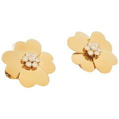 Van Cleef & Arpels 'Cosmos' Yellow Gold and Diamond Earrings