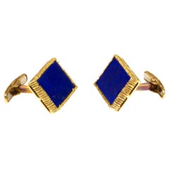 Van Cleef 
Arpels Cufflinks, 18 Karat Gold 
Natural Lapis Lazuli, French, 1965