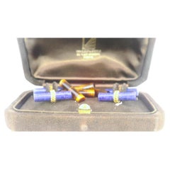 Gemelli Van Cleef & Arpels in oro giallo 18k con Lapis e occhio di tigre W/Box-Pre-owned