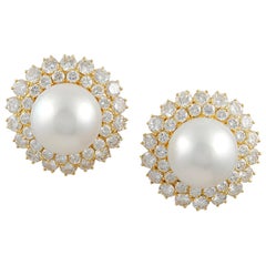 Pendientes Van Cleef & Arpels Perla Cultivada Diamante Oro Amarillo