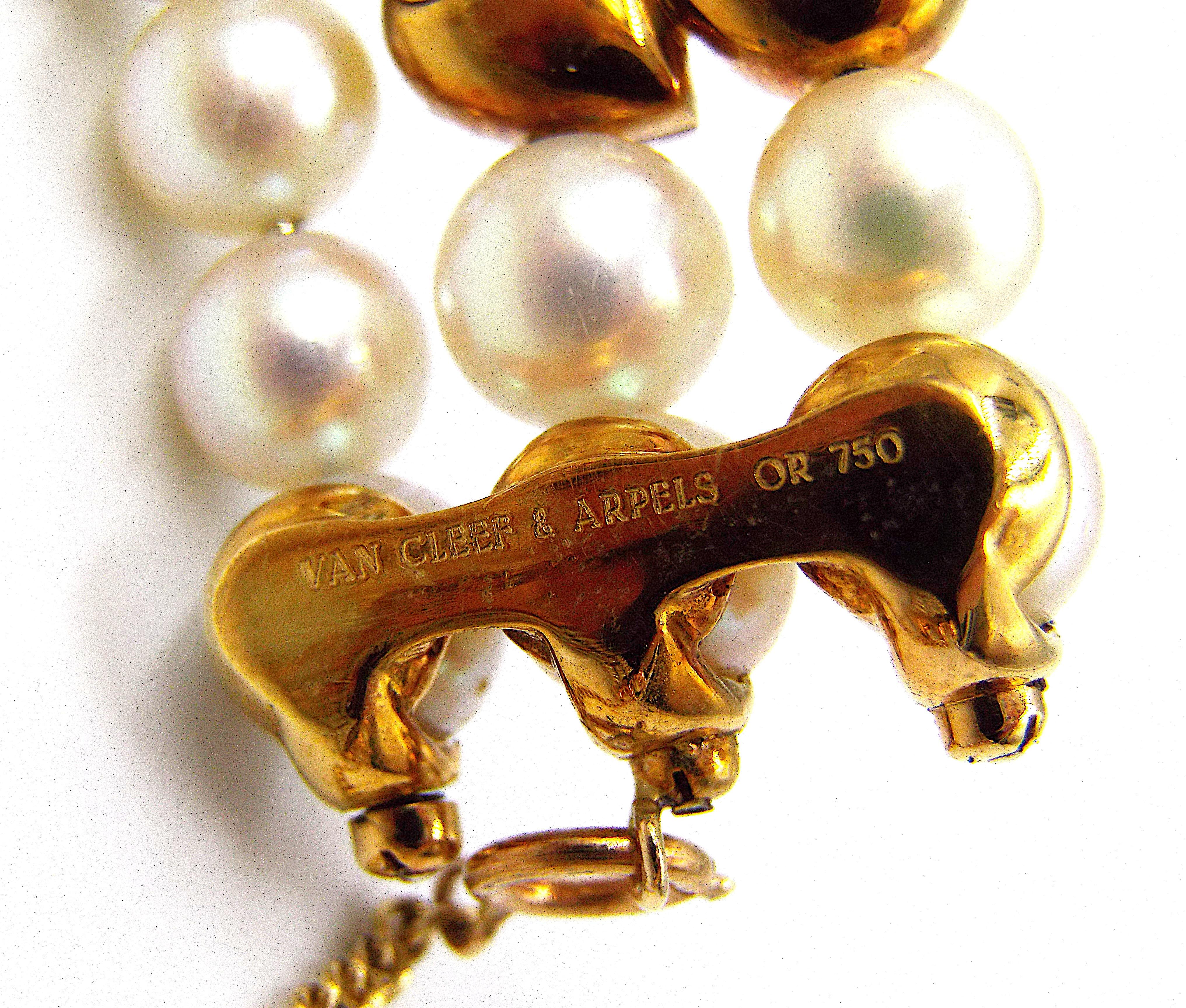 Van Cleef & Arpels Cultured Pearl Multi Gemstone Choker Bracelet Set In Good Condition In New York, NY