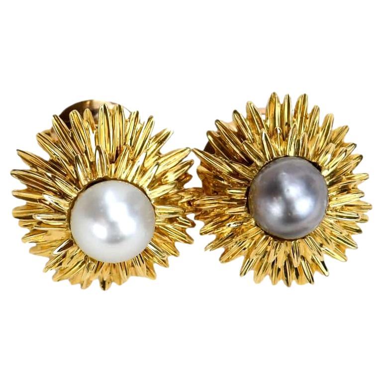 Van Cleef & Arpels Cultured White & Grey Pearls Earrings
