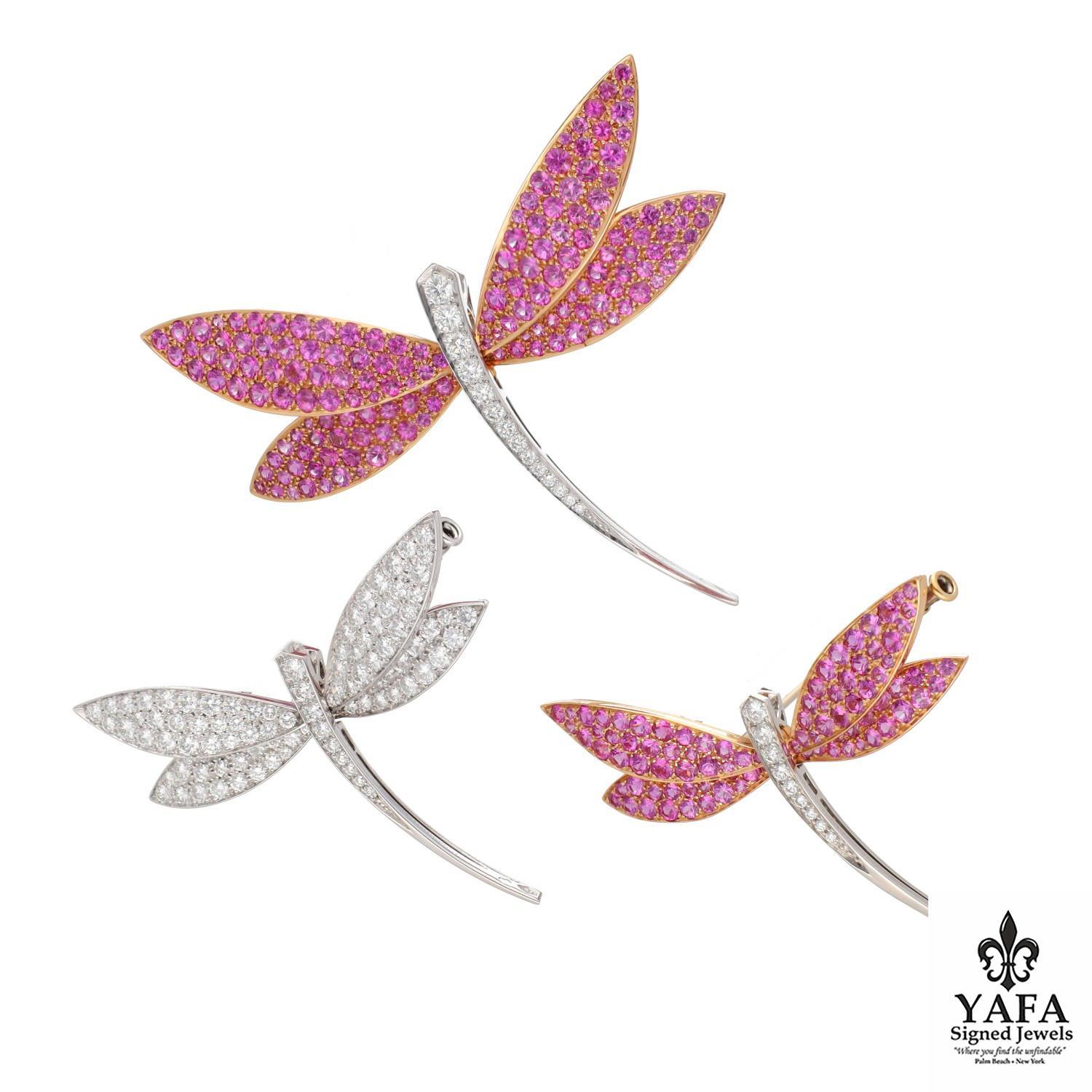 Van Cleef & Arpels Daphne 3-Piece Dragon Fly Brooch Suite In Excellent Condition For Sale In New York, NY