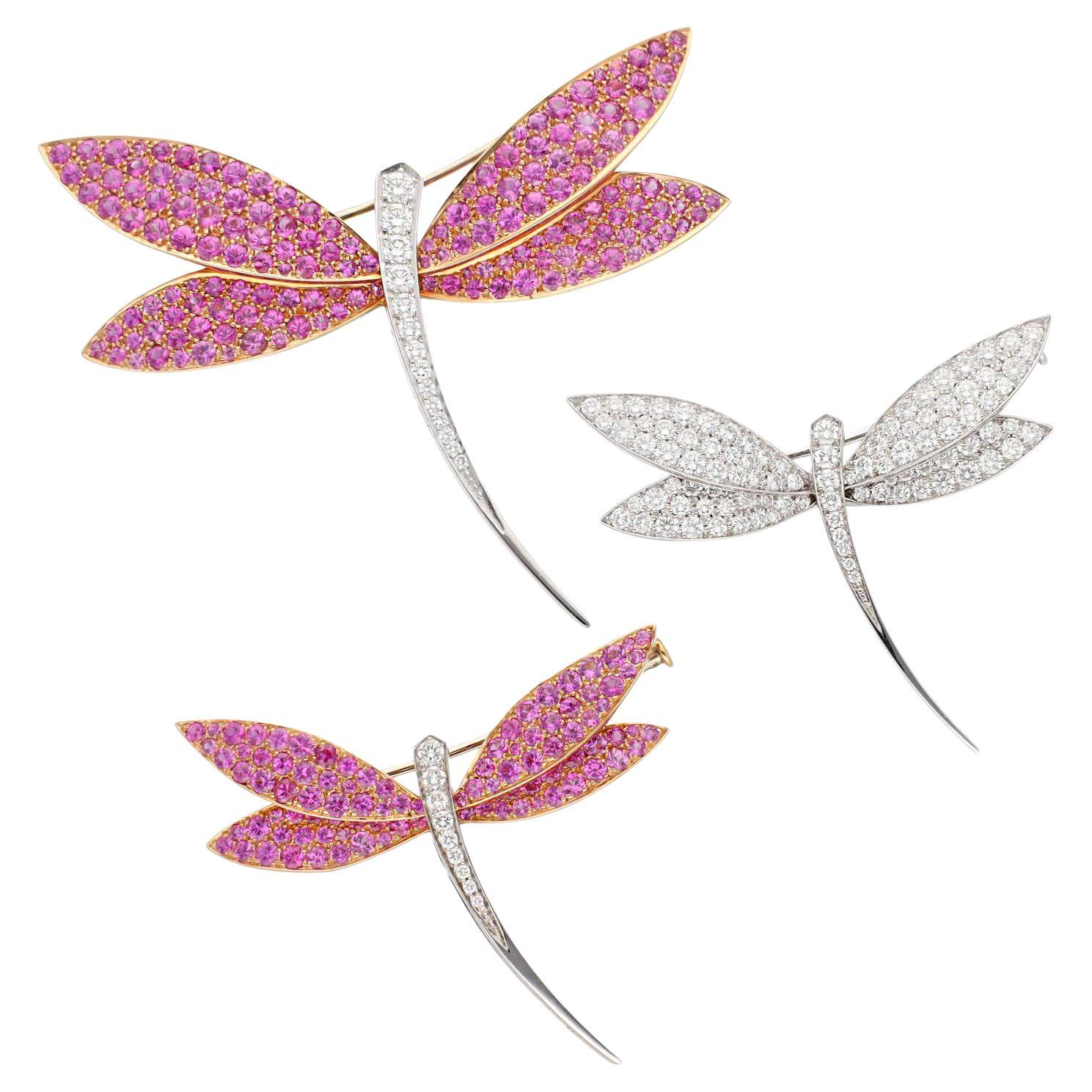 Van Cleef & Arpels Daphne 3-Piece Dragon Fly Brooch Suite For Sale