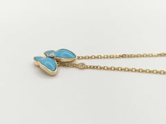 Van Cleef & Arpels De Papillon Turquoise Diamond Butterfly 18K Pendant Necklace