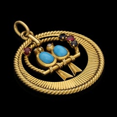 Van Cleef & Arpels Delightful 18ct Yellow Gold and Gem-Set 'Love Bird' Pendant