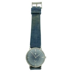 Van Cleef & Arpels Denim-Uhr aus Edelstahl mit 3 Extrabändern und Beutel