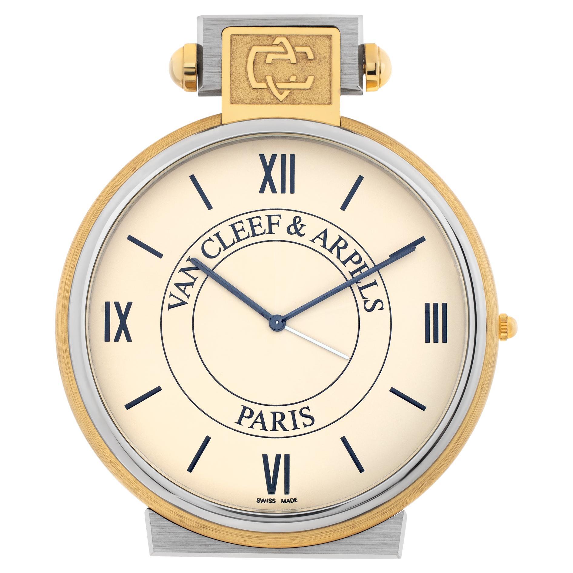 Van Cleef & Arpels Desk Clock 820.P06 Quartz Watch Gold & Stainless Steel