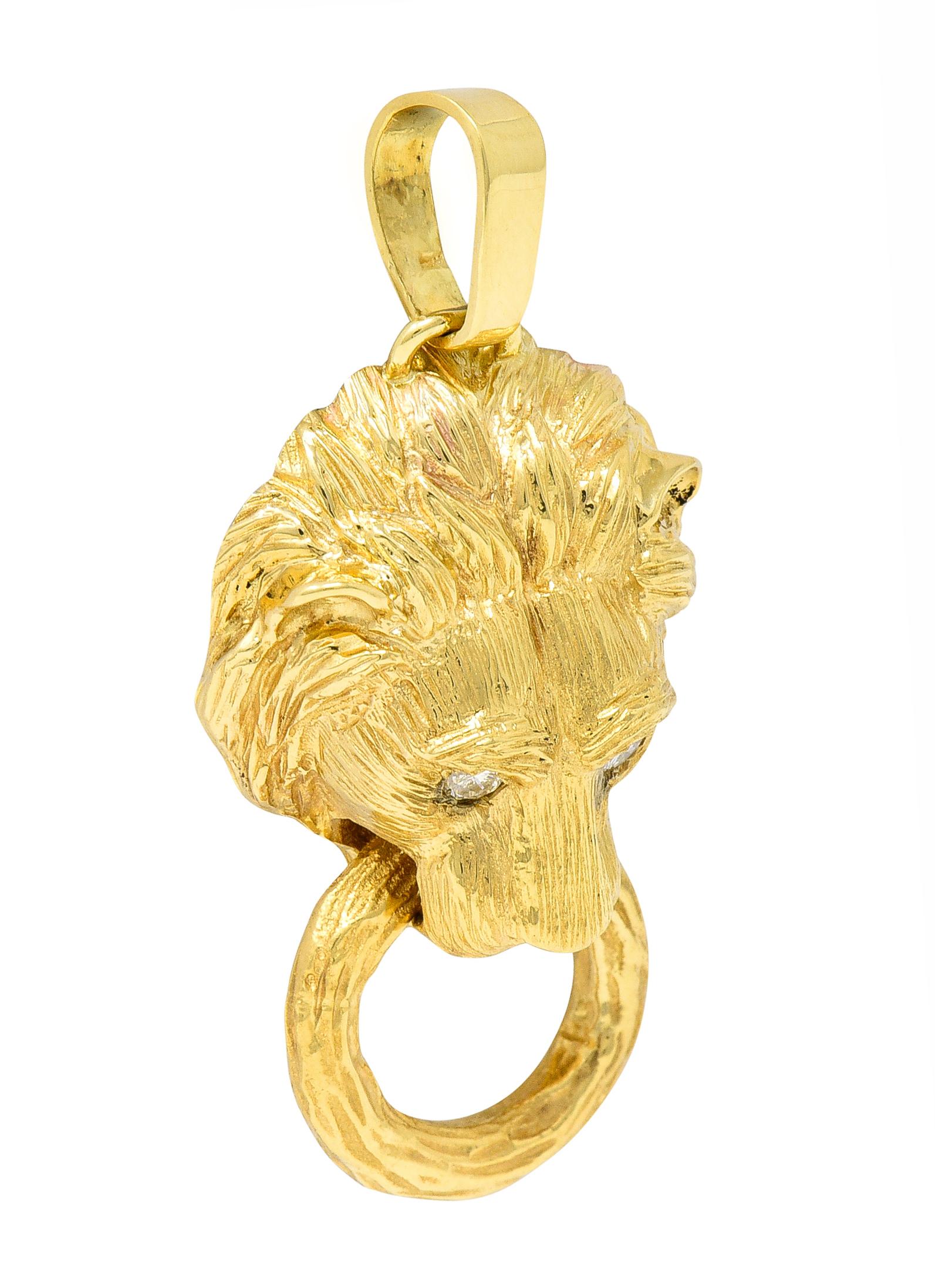 Van Cleef & Arpels Diamond 18 Karat Gold Barquerolles Lion Door Knocker Pendant 5