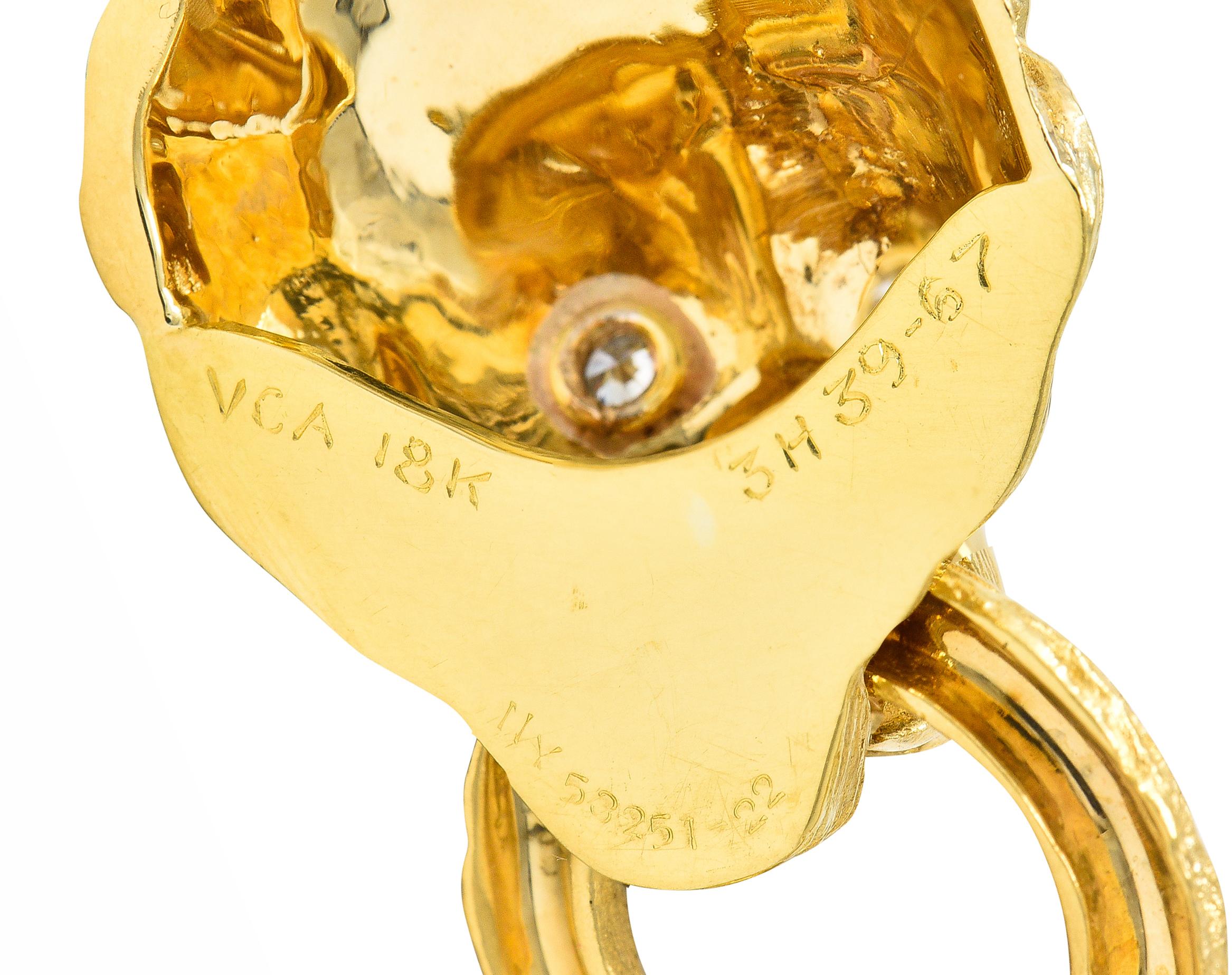 Van Cleef & Arpels Diamond 18 Karat Gold Barquerolles Lion Door Knocker Pendant In Excellent Condition In Philadelphia, PA