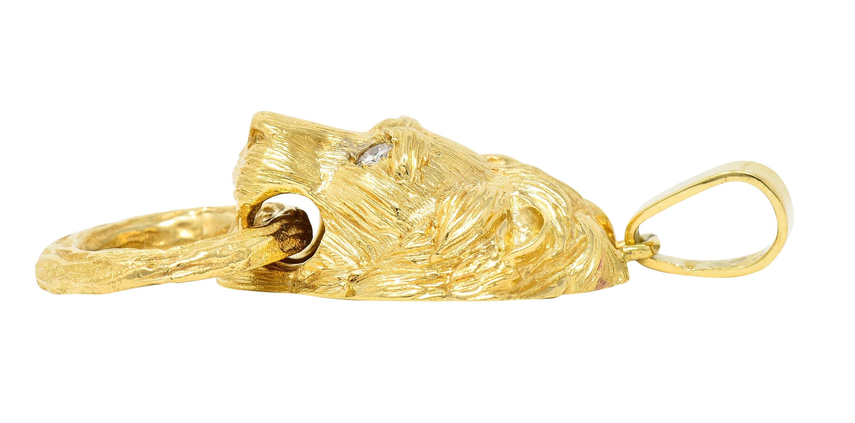 Van Cleef & Arpels Diamond 18 Karat Gold Barquerolles Lion Door Knocker Pendant 1