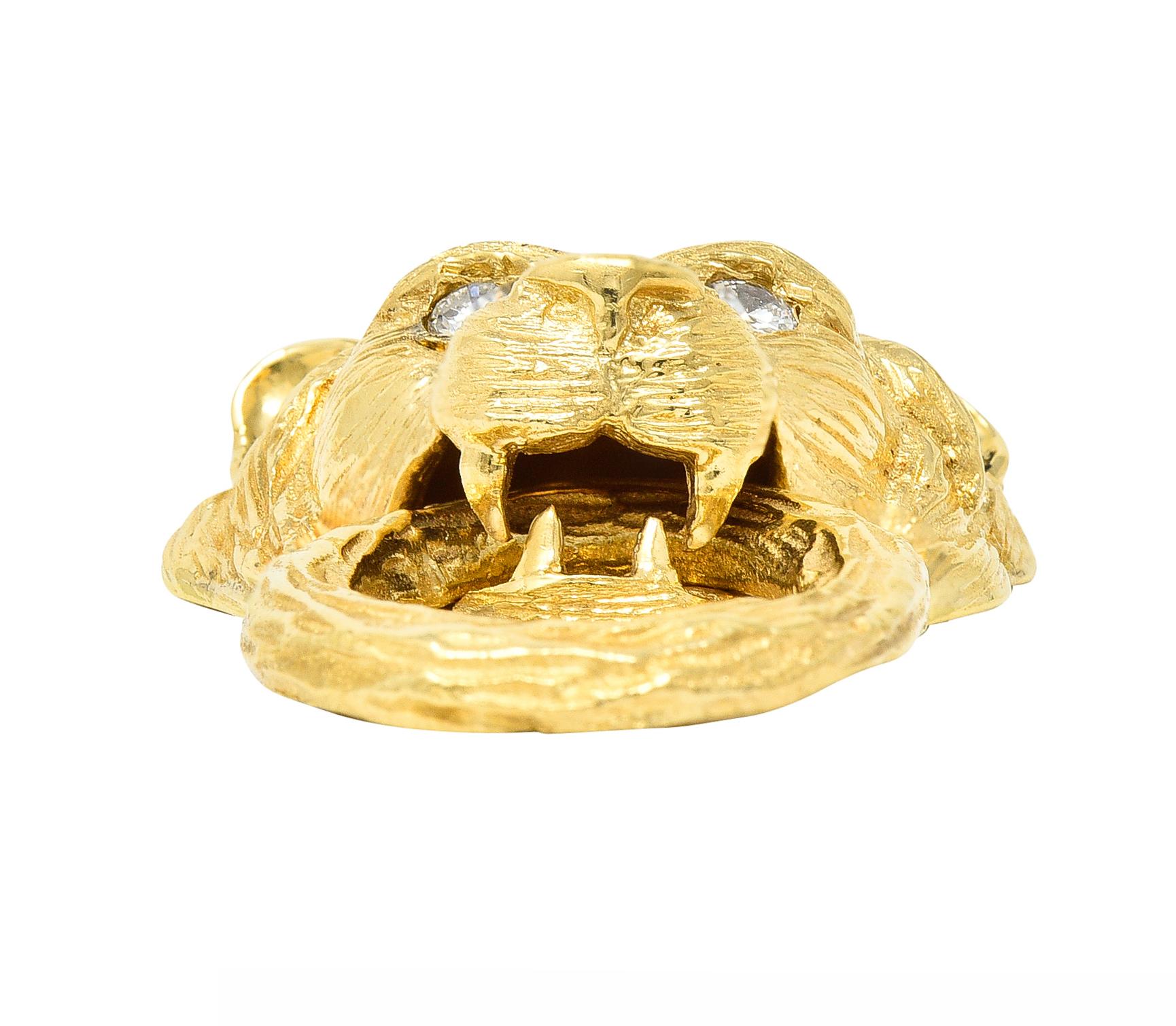 Van Cleef & Arpels Diamond 18 Karat Gold Barquerolles Lion Door Knocker Pendant 2