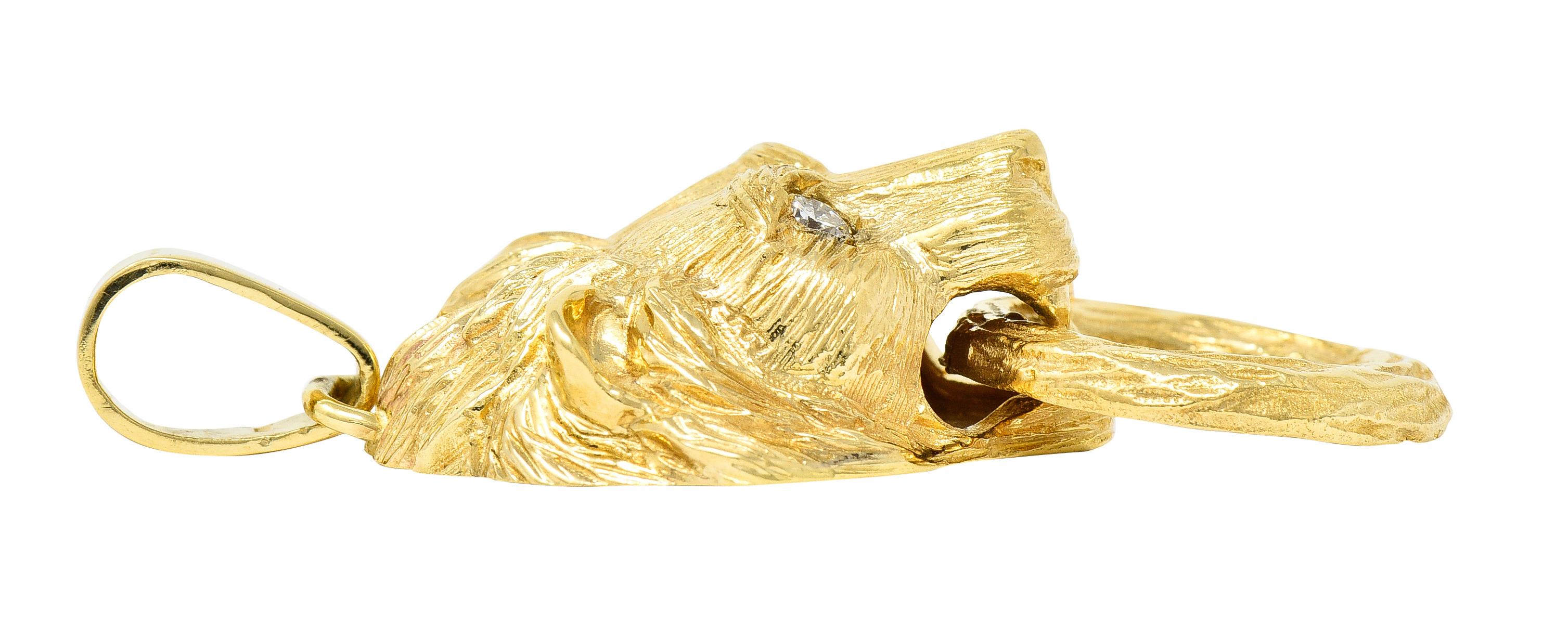 Van Cleef & Arpels Diamond 18 Karat Gold Barquerolles Lion Door Knocker Pendant 3