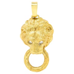 Van Cleef & Arpels Diamond 18 Karat Gold Barquerolles Lion Door Knocker Pendant
