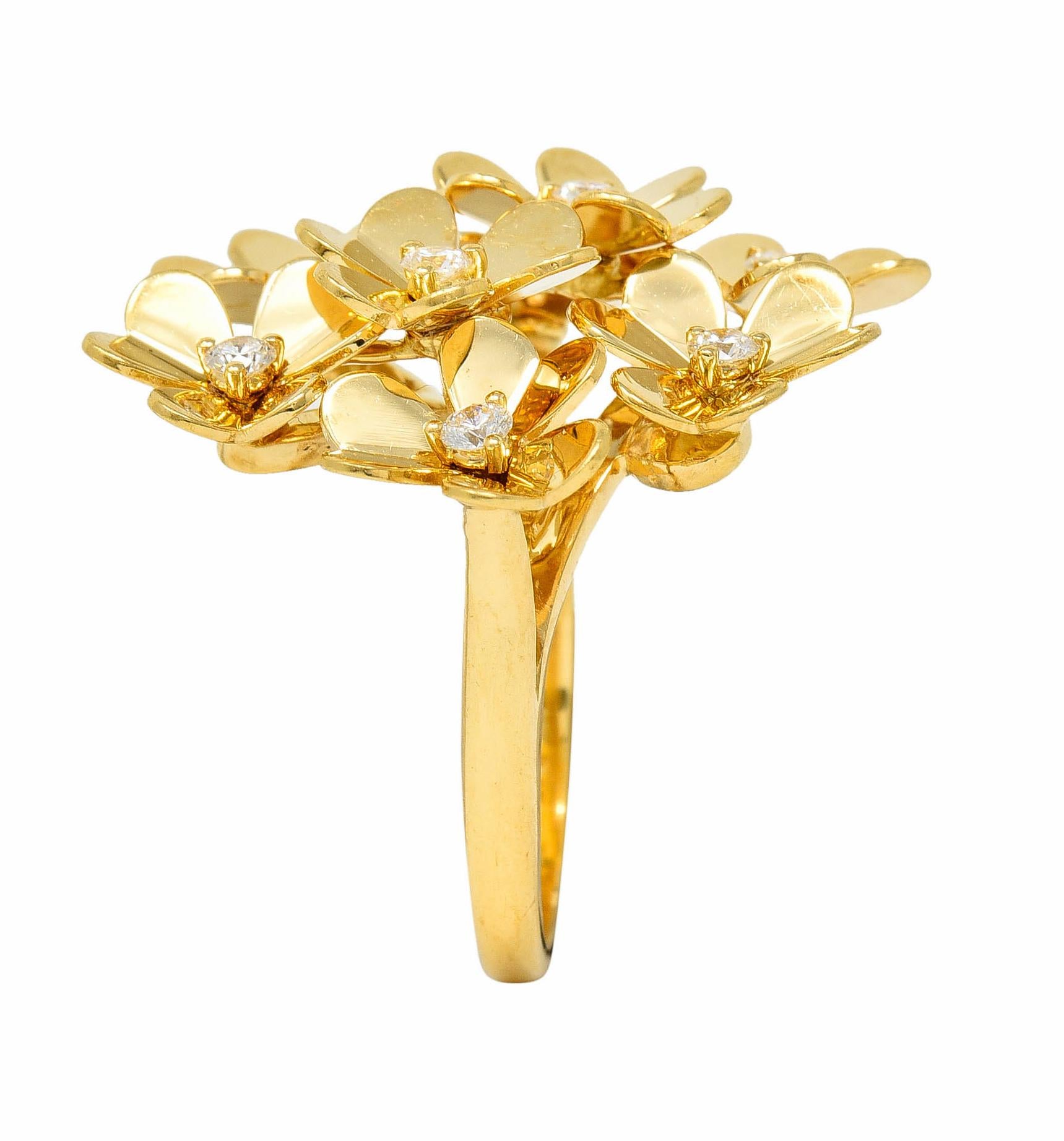 Van Cleef & Arpels Diamond 18 Karat Gold French 8 Flower Frivole Cluster Ring 4