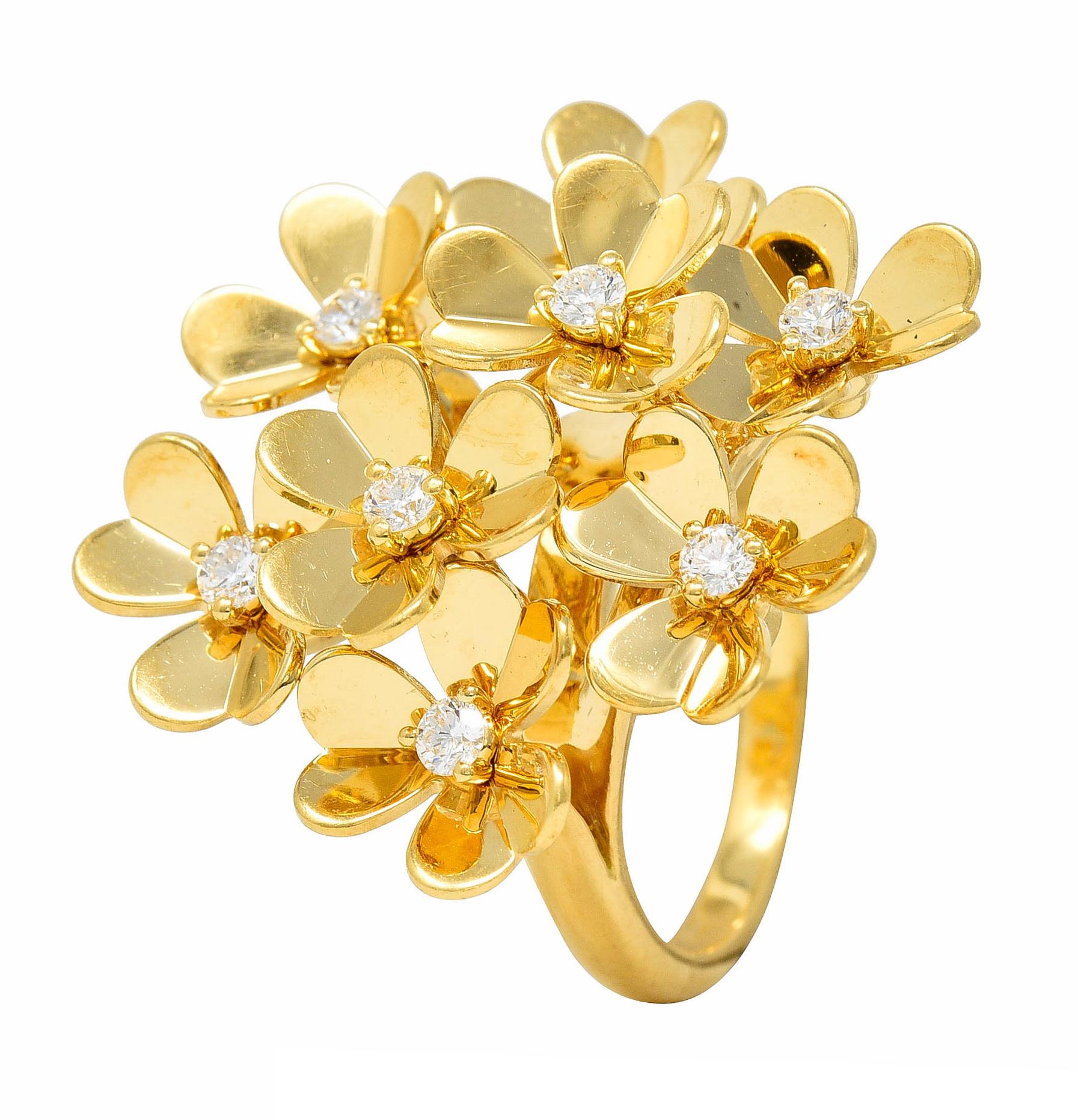 Van Cleef & Arpels Diamond 18 Karat Gold French 8 Flower Frivole Cluster Ring 5